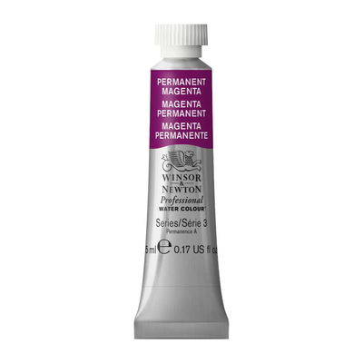 Förpackning med Winsor & Newton Professional akvarellfärg Permanent Magenta 5 ml tub
