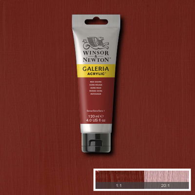 Tub med 120 ml akrylfärg. Winsor & Newton Galeria Red Ochre