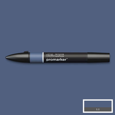Winsor & Newton Promarker Midnight Blue B624 marker med färgprov och bakgrund i samma ton