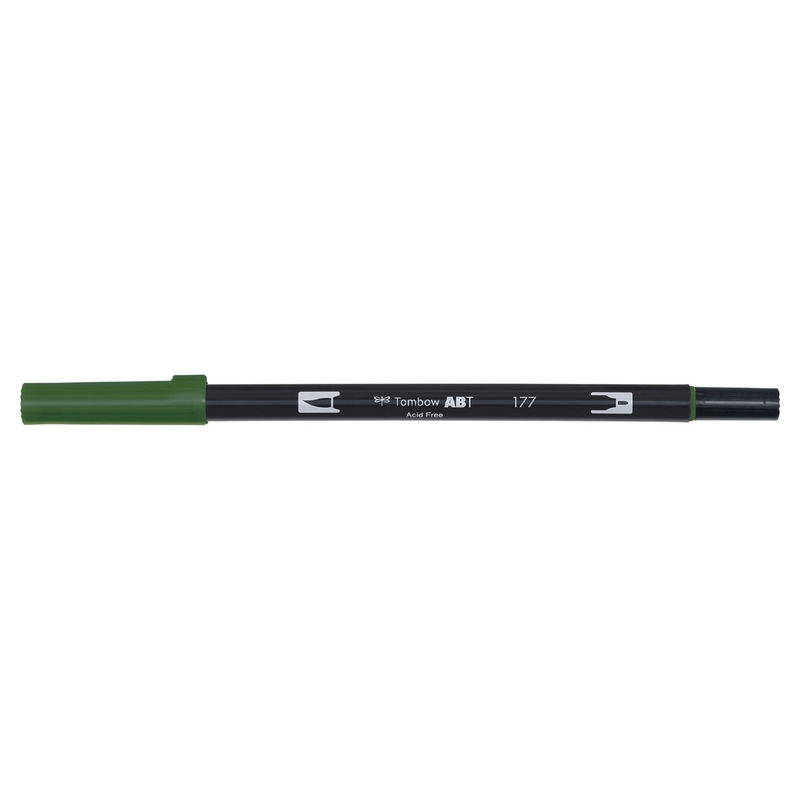 Vattenbaserad penna med två spetsar, en fineliner och en penselspets, Tombow ABT Dual Dark Jade