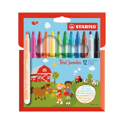 STABILO Trio Jumbo tuschpennor 12-pack i kartongförpackning
