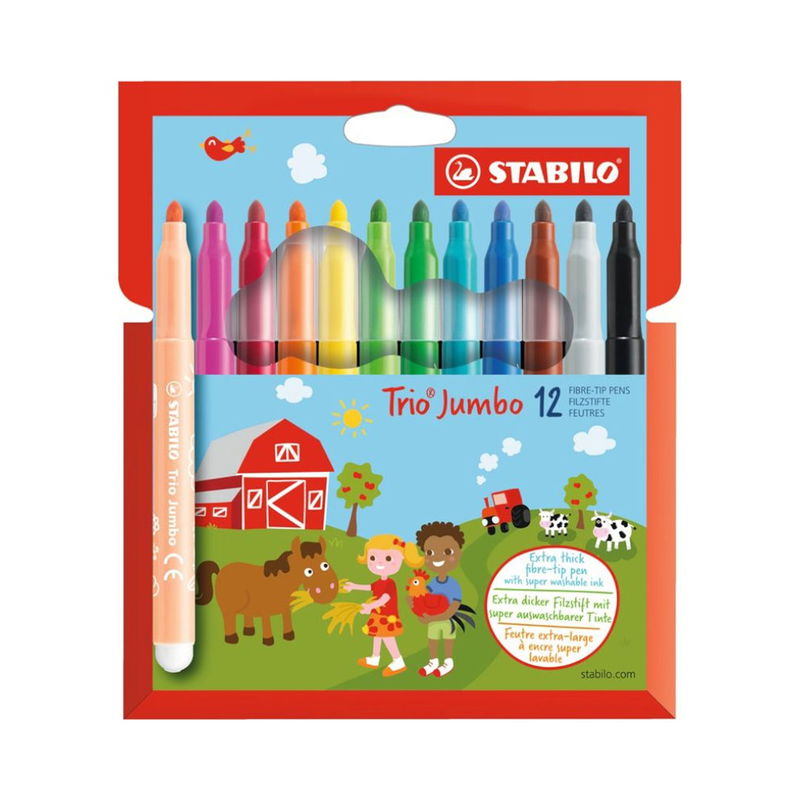 STABILO Trio Jumbo tuschpennor 12-pack i kartongförpackning