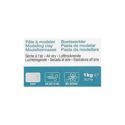 Ruta med produktfakta om Darwi Classic Vit lufttorkande lera