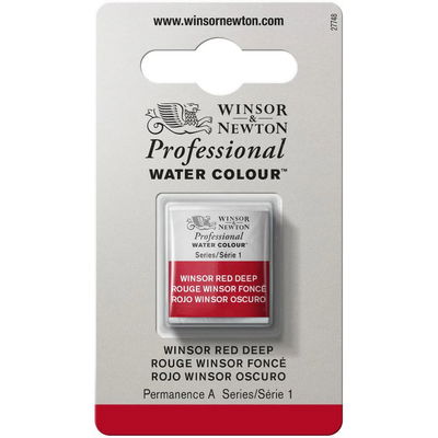 Förpackning med Winsor & Newton Professional akvarellfärg Winsor Red Deep halvkopp