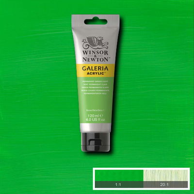 Tub med 120 ml akrylfärg. Winsor & Newton Galeria Permanent Green Light
