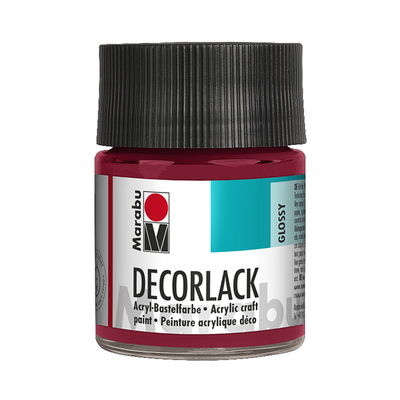Marabu Dekorlack Acryl Carmine Red glasflaska, 50 ml. Blank och väderbeständig färg.