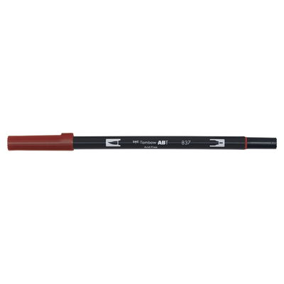 Vattenbaserad penna med två spetsar, en fineliner och en penselspets, Tombow ABT Dual brush Wine Red