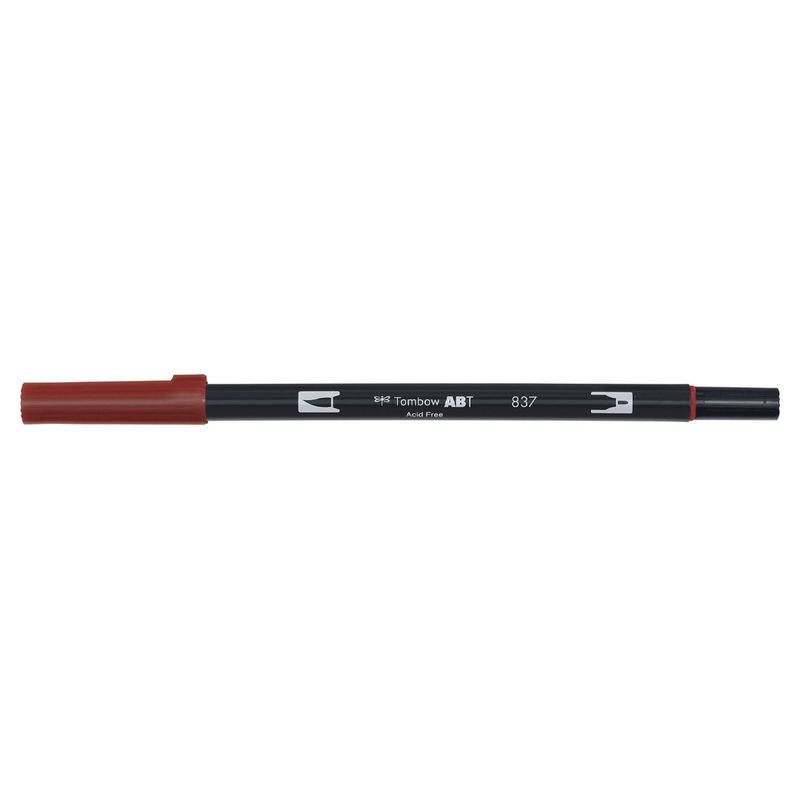 Vattenbaserad penna med två spetsar, en fineliner och en penselspets, Tombow ABT Dual brush Wine Red
