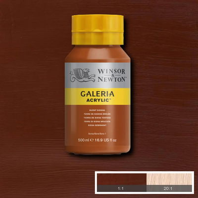 Galeria Burnt Sienna Flaska med 500 ml akrylfärg. Winsor & Newton Galeria Burnt Sienna