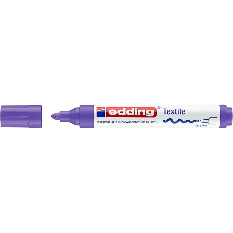 Textilmarker med 2-3 mm spets. Tvättbar i 60 grader. Färg: Neonviolett