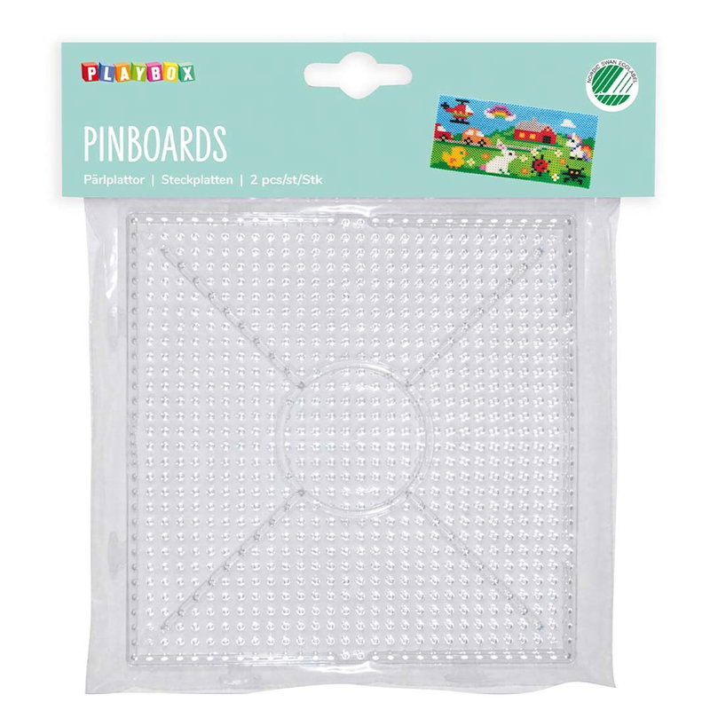 Playbox Pinboards 2 st transparenta pärlplattor 15x15 cm i Svanenmärkt förpackning