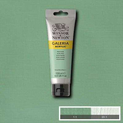 Tub med 120 ml akrylfärg. Winsor & Newton Galeria Pale Olive