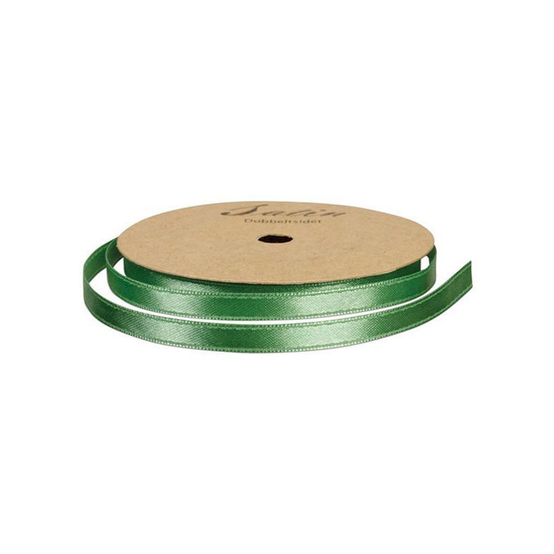 Ljusgrönt satinband med 6 mm bredd. Längd 10 meter