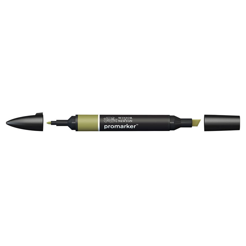 Winsor & Newton Promarker Olive Green Y724 marker med bred snedskuren spets och smal rund spets