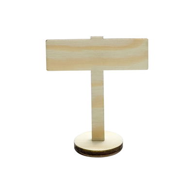 Miniatyrskylt i furu med rund fot, 7 cm hög