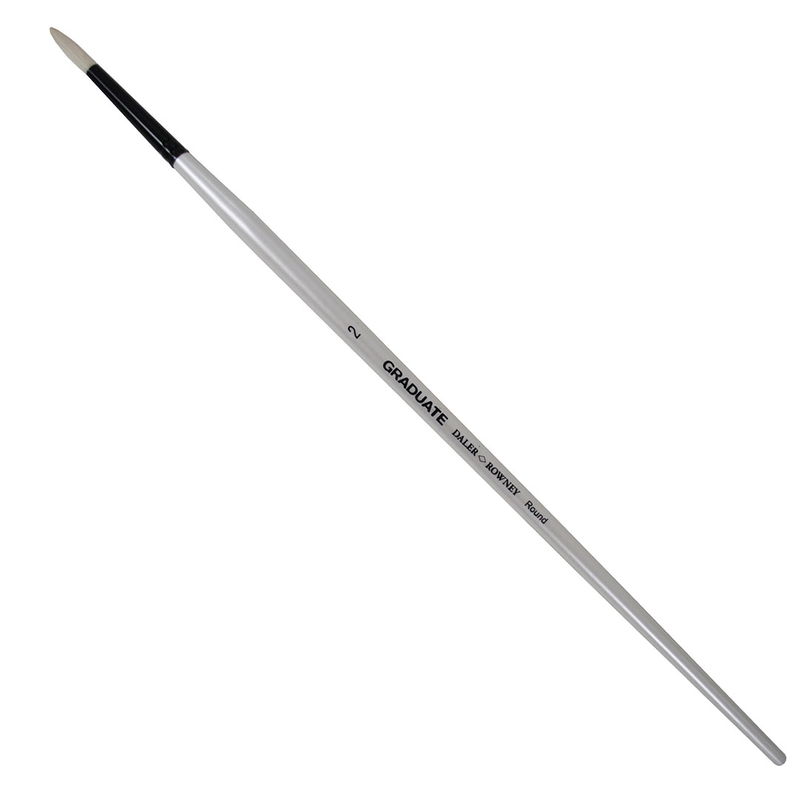 Daler-Rowney Graduate Bristle Round Nr 2 Long Handle pensel med Chungking-svinborst, svart hylsa och pärlvitt skaft