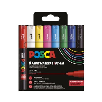 Posca Marker PC-1M Basic Color 8-pack förpackning Posca akrylmarker PC-1M Basic Color 8-pack förpackning