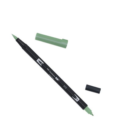 Tombow ABT Holly Green 312 Tombow ABT Dual Brush, vattenbaserad penna med två spetsar, en fine och en brush, Holly Green 312