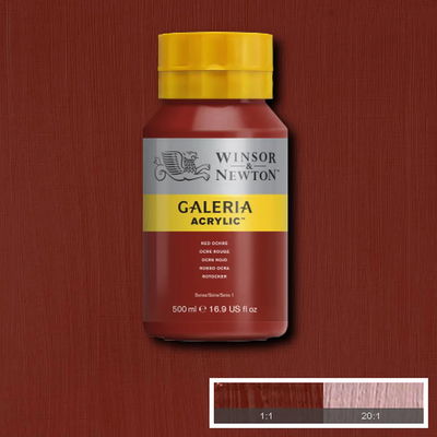 Flaska med 500 ml akrylfärg. Winsor & Newton Galeria Red Ochre