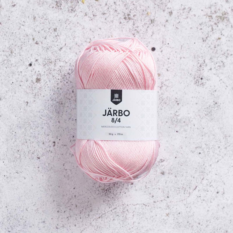 Järbo 8/4 50 gram. Pastellrosa bomullsgarn. 100% bomull.