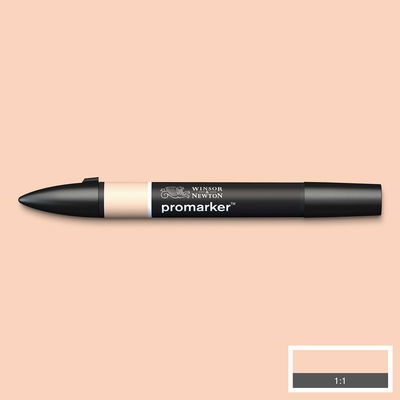 Winsor & Newton Promarker Dusky Pink O518 marker med färgprov och bakgrund i samma ton