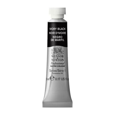 Förpackning med Winsor & Newton Professional akvarellfärg Ivory Black 5 ml tub