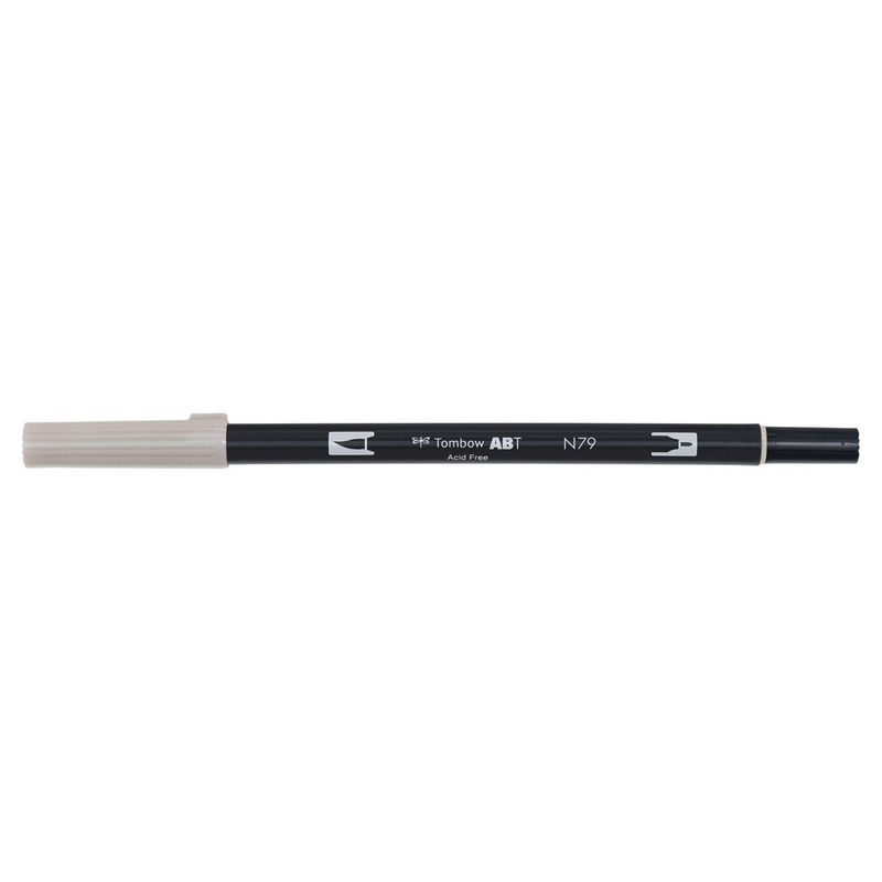 Vattenbaserad penna med två spetsar, en fineliner och en penselspets, Tombow ABT Dual brush Warm Gray 2