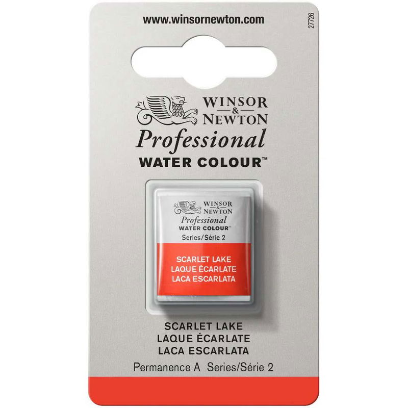 Förpackning med Winsor & Newton Professional akvarellfärg Scarlet Lake halvkopp