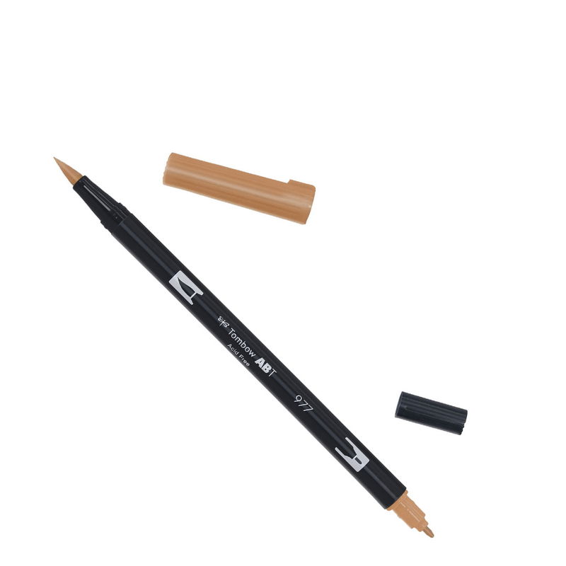 Tombow ABT Dual Brush, vattenbaserad penna med två spetsar, en fine och en brush, Saddle Brown 977