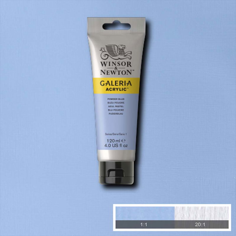 Tub med 120 ml akrylfärg. Winsor & Newton Galeria Powder Blue