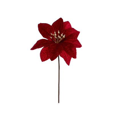 Julstjärna röd med skaft 10 cm Röd julstjärna 10 cm med metalltrådsskaft för kransar, arrangemang och juldekorationer