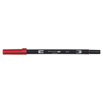 Vattenbaserad penna med två spetsar, en fineliner och en penselspets, Tombow ABT Dual brush Carmine