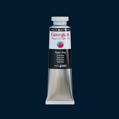 Georgian Water Mixable Oil Paint Payne's Grey 37 ml vattenlöslig oljefärg i tub på bakgrund i samma färg