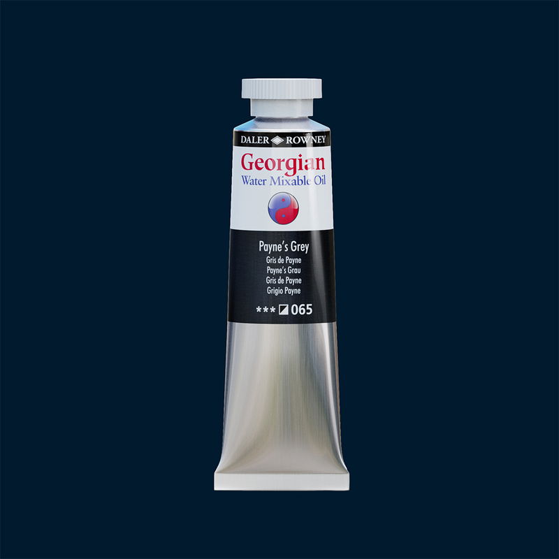 Georgian Water Mixable Oil Paint Payne's Grey 37 ml vattenlöslig oljefärg i tub på bakgrund i samma färg