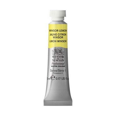 Förpackning med Winsor & Newton Professional akvarellfärg Winsor Lemon i 5 ml tub
