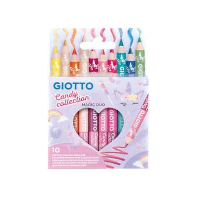 Magic Duo, Candy Collection Paket med Giotto Candy Collection Magic Duo. Färgpennor med tvåfärgade stift. 10 st i paketet