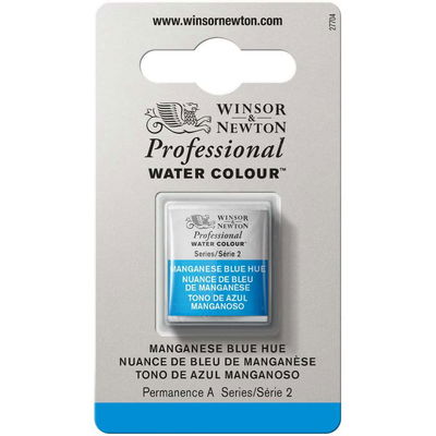 Förpackning med Winsor & Newton Professional akvarellfärg Manganese Blue Hue halvkopp