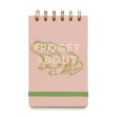 Froget about it - Anteckningsblock Anteckningsblock med texten Froget about it med grodillustration. Texten och spiralbindningen är i guldfärg