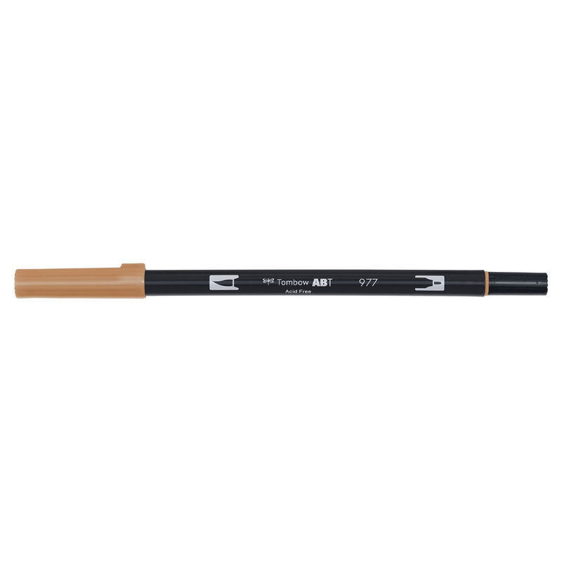Vattenbaserad penna med två spetsar, en fineliner och en penselspets, Tombow ABT Dual brush Saddle Brown