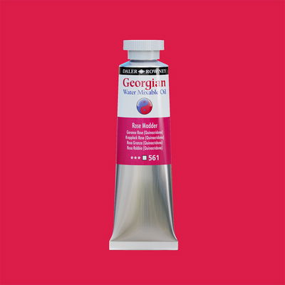 Georgian Water Mixable Oil Paint Rose Madder 37 ml vattenlöslig oljefärg i tub på bakgrund i samma färg