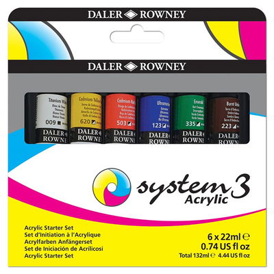 Daler-Rowney System3 Akrylfärg Starter Set 6x22 ml