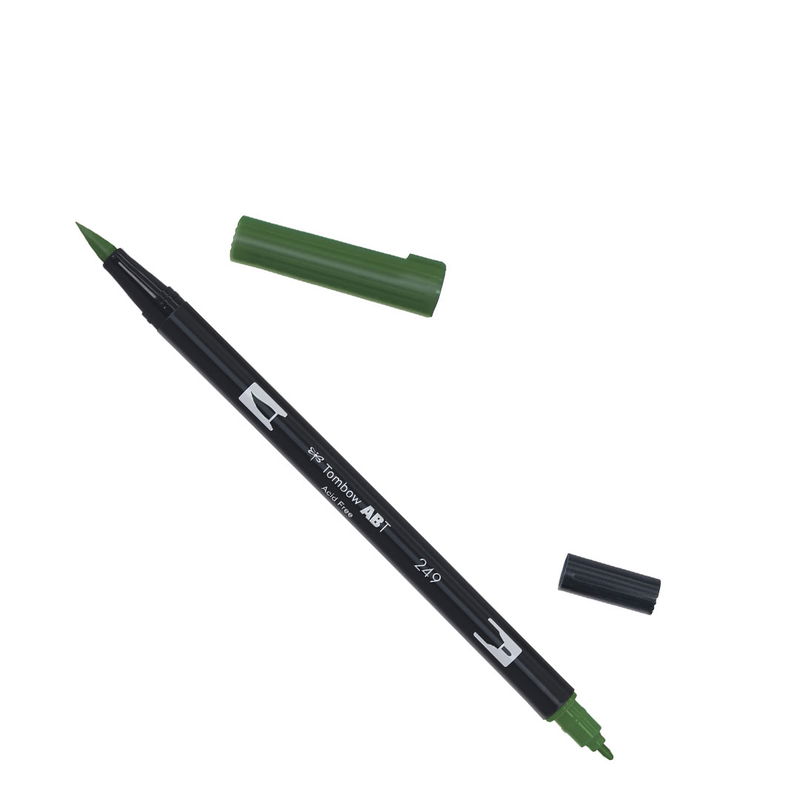 Tombow ABT Dual Brush, vattenbaserad penna med två spetsar, en fine och en brush, Hunter Green 249