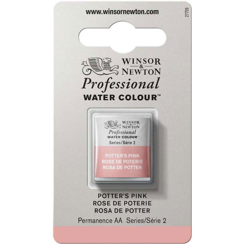 Förpackning med Winsor & Newton Professional akvarellfärg Potter's Pink halvkopp
