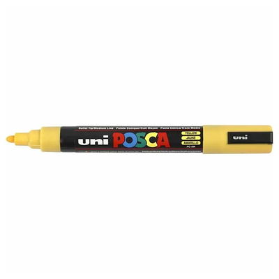 Posca PC-5M Yellow med spets synlig, öppen marker sedd från sidan