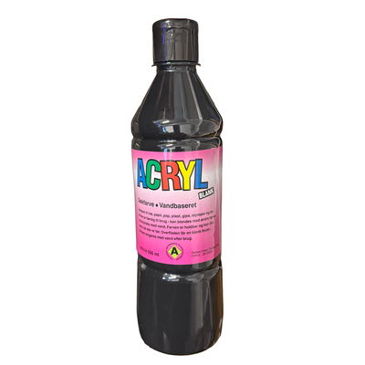 Fantasy Colour Svart 500 ml flaska med Svart akrylfärg, Fantasy Colour