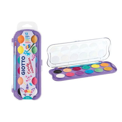 Praktisk låda med 12 vattenfärger, Giotto Candy collection