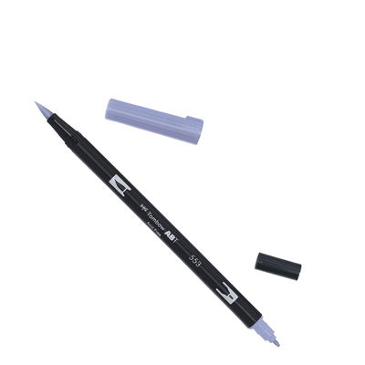 Tombow ABT Mist Purple 553 Tombow ABT Dual Brush, vattenbaserad penna med två spetsar, en fine och en brush, Mist Purple 553