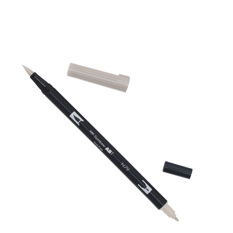 Tombow ABT Dual Brush, vattenbaserad penna med två spetsar, en fine och en brush, Warm Gray 2 N79