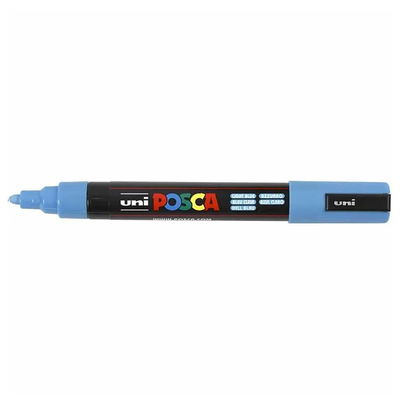 Posca PC-5M Light Blue med spets synlig, öppen marker sedd från sidan