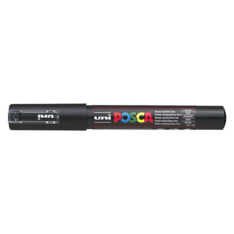 Posca PC-1MC Black med kork, stängd marker sedd från sidan